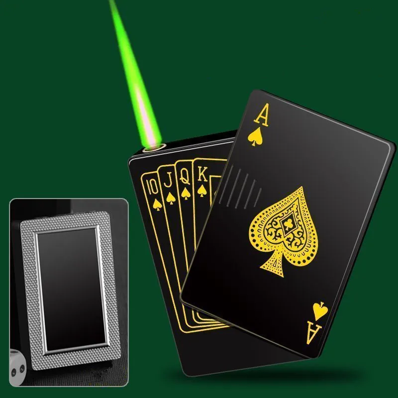 Men Accessories Pk - Metal Playing Cards Butane Lighter Windproof