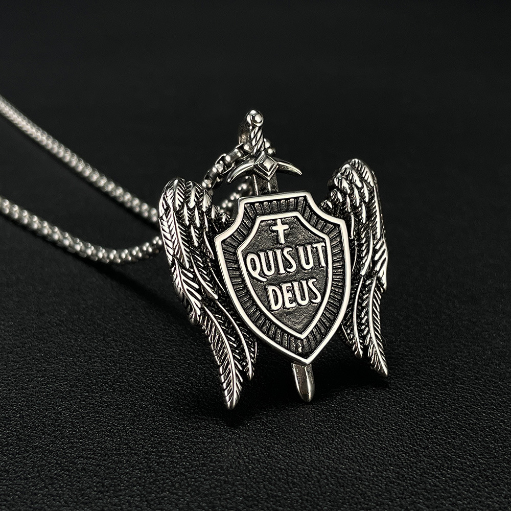 Men Accessories Pk - Stainless Steel Michael Sword Shield Pendant