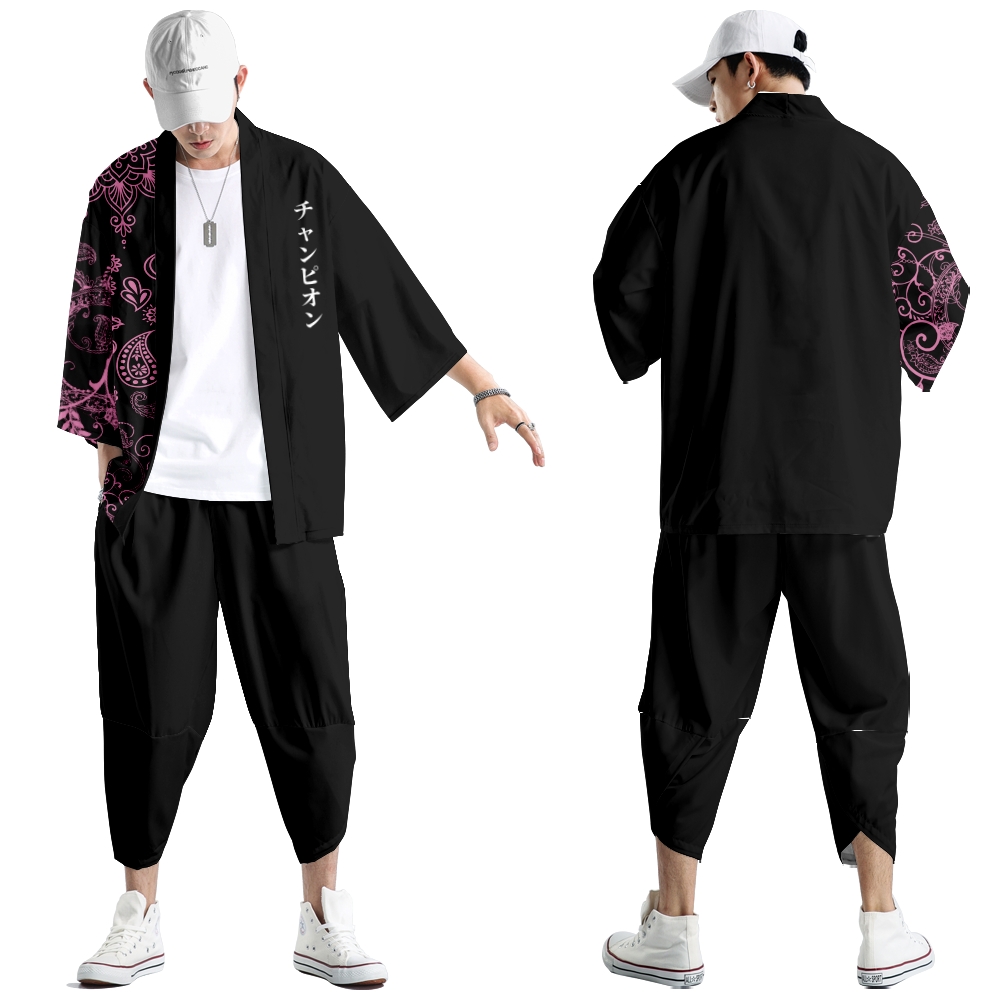 Two-piece Suit Anime Flower Ja - Men'S Kimono Accessories 评论和价格