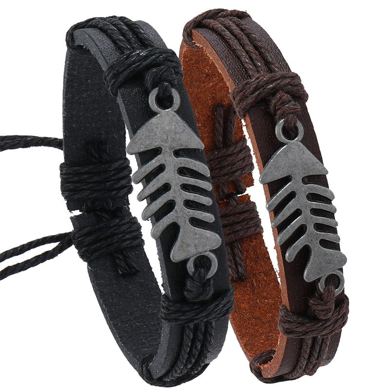 Trendy Retro Leather Woven Fis - Men Accessories Pk 评论和价格