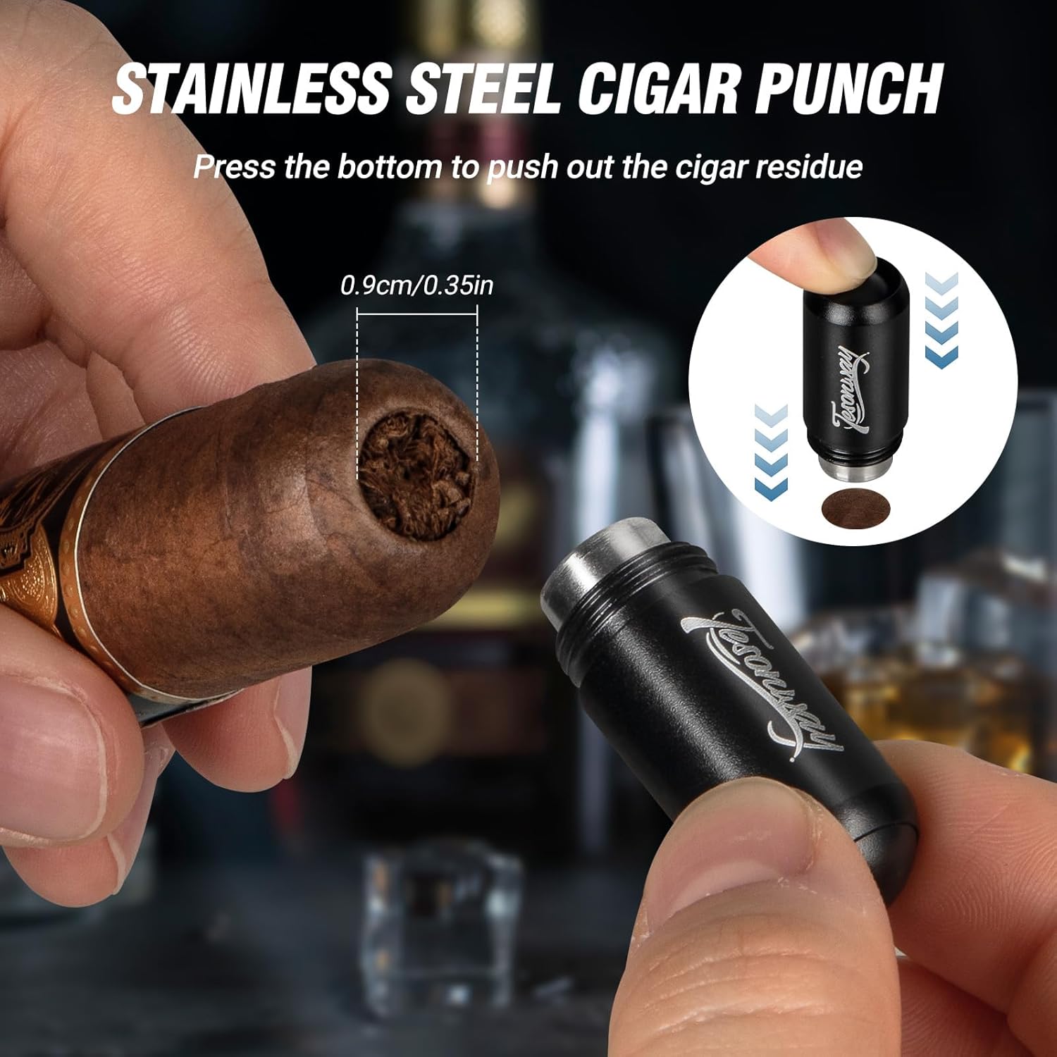 Cigar Punch Cutter, 2-in-1 Cig - Men Accessories Drawing 评论和价格