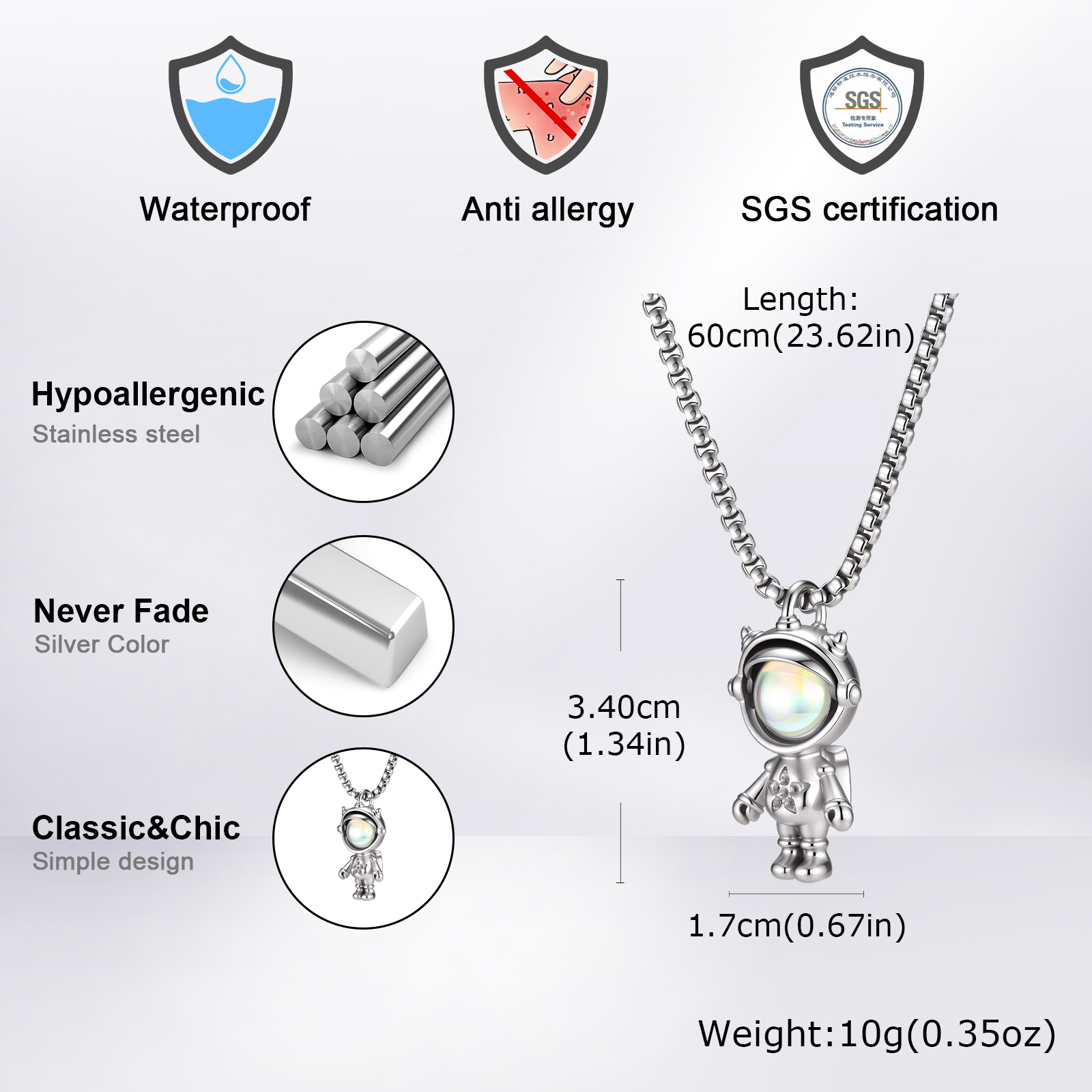 Vnox Stainless Steel Spaceman  - X Men Accessories 评论和价格