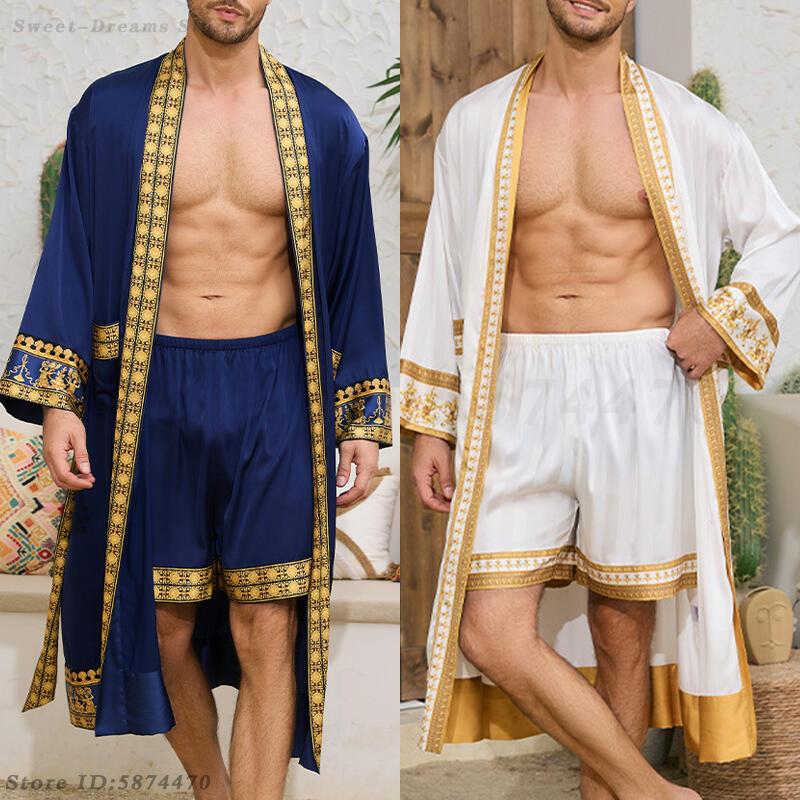 Men's Long Robe Pajamas Set Ba - Men'S Kimono Accessories 评论和价格