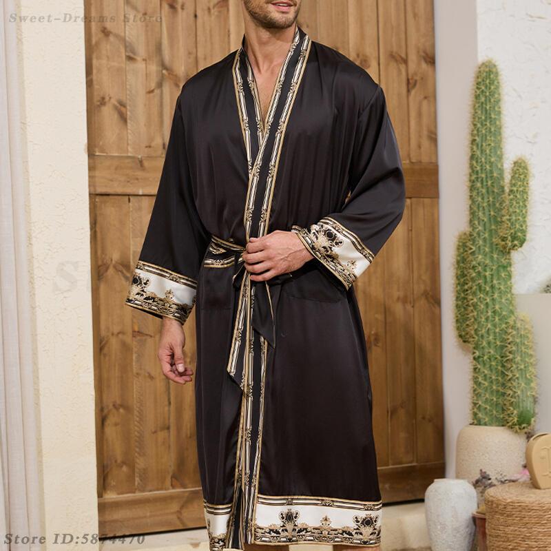 Men's Long Robe Pajamas Set Ba - Men'S Kimono Accessories 评论和价格