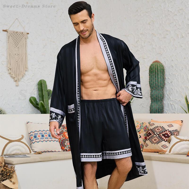Men's Long Robe Pajamas Set Ba - Men'S Kimono Accessories 评论和价格