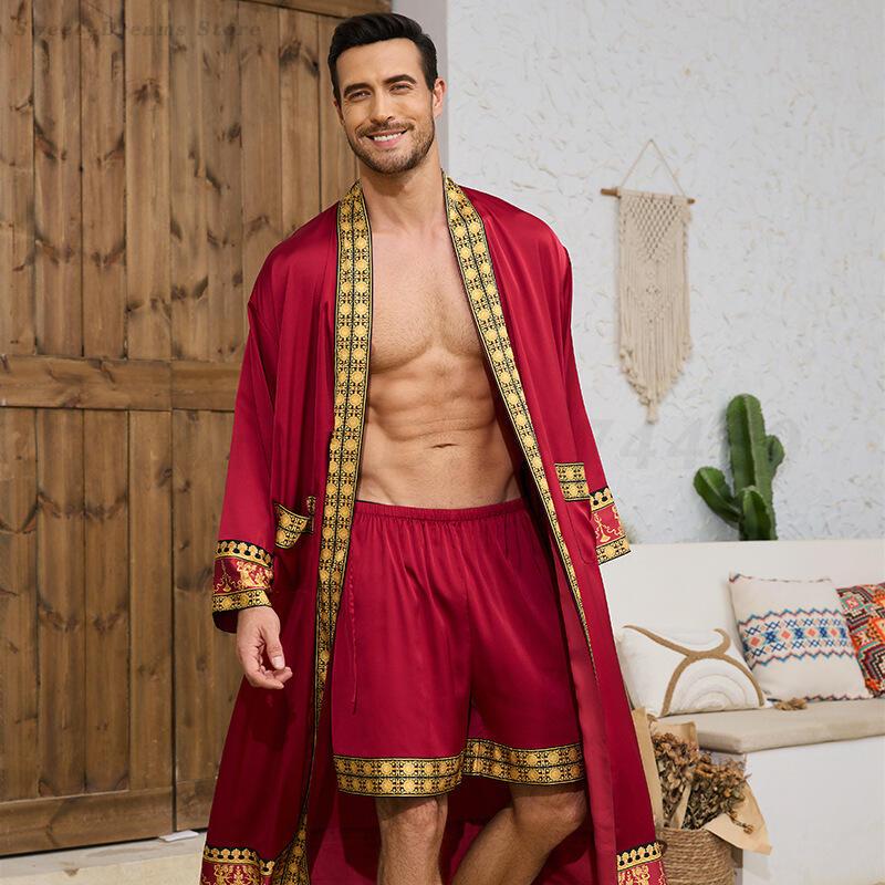 Men's Long Robe Pajamas Set Ba - Men'S Kimono Accessories 评论和价格